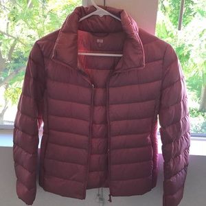Uniqlo pink puffer coat